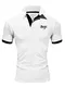 REPUBLIX Herren Poloshirt Basic Kontrast Stickerei Kragen Kurzarm Polohemd T-Shirt R-0056 Weiß/Schwarz M