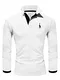 REPUBLIX Herren Poloshirt Basic Kontrast Stickerei Kragen Langarm Polohemd T-Shirt R-0059 Weiß/Schwarz M