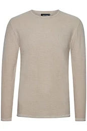 IDKarpo Herren Strickpullover Feinstrick Pullover mit Rundhalsausschnitt, Größe:M, Farbe:Fog (004)