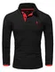 REPUBLIX Herren Poloshirt Basic Kontrast Stickerei Kragen Langarm Polohemd T-Shirt R-0059 Schwarz/Rot M