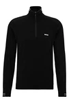 BOSS Herren Zolet Pullover mit Troyerkragen und Logo-Print Schwarz