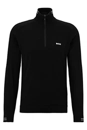 Herren Zolet Pullover aus Bio-Baumwolle mit Troyerkragen und Logo-Print Schwarz L
