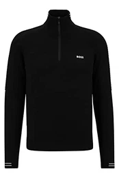 Herren Zolet Pullover aus Bio-Baumwolle mit Troyerkragen und Logo-Print Schwarz M