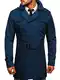 BOLF Herren Mantel Trenchcoat Zweireihiger Reverskragen Herrenmantel mit Gürtel Stehkragen Regenmantel Freizeit Jacke Lange Outdoor Style 0001 Blau(Hell) M [4D4]