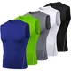 Odoland Herren Tank Top 5er Pack Kompressionsshirt Herren Sport Ärmelloses Shirt Achselshirts Atmungsaktives Herren Unterhemd Funktionsshirt Laufshirt für Running Gym, (Schwarz/Grau/Weiß/Blau/Grün/M)
