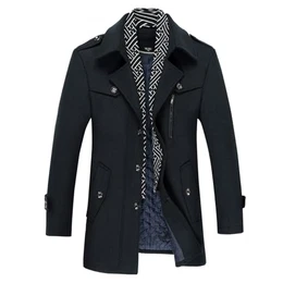 Wintermantel Herren Slim Fit Kurzmantel Herren Wolle Warm Mantel Wollmantel Mantel Winter Dunkelblau M
