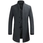 YOUTHUP Herren Mantel Slim Fit Winter Wollmantel Dicker Langer Übergangsmantel Grau
