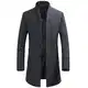 YOUTHUP Herren Mantel Slim Fit Winter Wollmantel Dicker Langer Übergangsmantel Frühling Freizeit Wintermantel, Grau (Stil 2), M