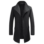 YOUTHUP Herren Mantel Slim Fit Winter Wollmantel Dicker Langer Übergangsmantel Grau