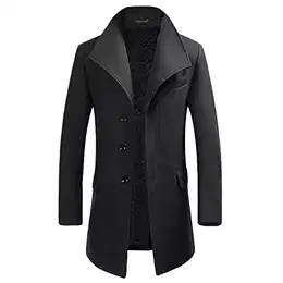 Herren Mantel Slim Fit Winter Wollmantel Dicker Langer Übergangsmantel Frühling Freizeit Wintermantel, Grau (Stil 1), M