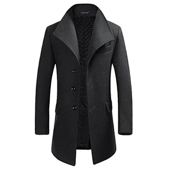 YOUTHUP Herren Mantel Slim Fit Winter Wollmantel Dicker Langer Übergangsmantel