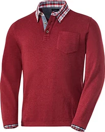 Herren Pullover mit V-Ausschnitt, bequemer Strickpulli mit Hemdkragen, atmungsaktiver Männerpullover aus Reiner Baumwolle, Gr. 48-60