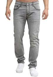 Herren Jeans Hose Regular Fit Männer Bootcut Denim Five Pocket Thick Seam Designer Modell 903 Grey 36