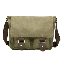 Herren Schultertaschen Retro Beiläufig Studententasche Segeltuch Crossbody Tasche Armeegrün