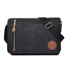 Herren Schultertaschen Hohe Kapazität Mode Segeltuch Crossbody Tasche Schwarz