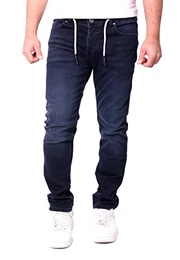 Jeans Herren Slim Fit - Sweathose in Jeansoptik l Stretch Denim Sweatjeans Männer Jeanshosen l Herrenjeans Hose RS-2088 Dunkelblau W32 / L32