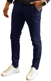 Chino Hose, Herren Hose Slim Fit Top Design, Baumwolle (32/32, Dark-Blue)