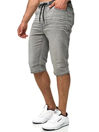 Herren Vasile Jeans Shorts mit 5 Taschen Herrenshorts Used Look für Männer Lt Grey M