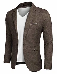 Herren Casual Sakkos Sportmäntel Lässige Stoff Sportlich, Braun, Gr. L Braun L