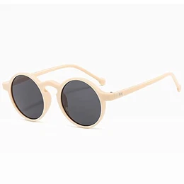 Sonnenbrille Herren Damen Retro Runde Sun Glasses Polarisierte Sonnenbrille Leichtgewicht Runde Sonnenbrillen Party Brille Fahrerbrille Sportbrille für Frauen Männer Outdoor UV400 (Beige, One Size)