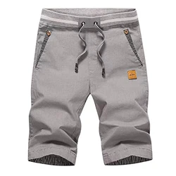 JustSun Kurze Hosen Herren Shorts Sommer Chino mit Tunnelzug Grau
