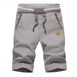 Kurze Hosen Herren Shorts Sommer Shorts Chino Baumwolle mit Tunnelzug Grey M
