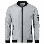 YOUTHUP Herren Leichte Bomberjacke Sommer Übergangsjacke mit Ärmeltasche Freizeitjacke Grau (1801)