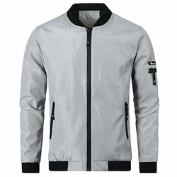 YOUTHUP Herren Leichte Bomberjacke Sommer Übergangsjacke mit Ärmeltasche Freizeitjacke Grau (1801)