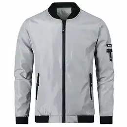Herren Leichte Bomberjacke Sommer Übergangsjacke mit Ärmeltasche Freizeitjacke, Grau-1801, M
