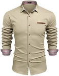 Coofandy Jeanshemd Herren Regular Fit Denim Cowboy-Style Freizeit Helles Khaki