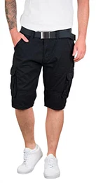 Ocean Herren Cargo Shorts Kurze Hose Short inkl. Gürtel 7 Taschen bis 3XL (as3, Alpha, m, Regular, Regular, Black)