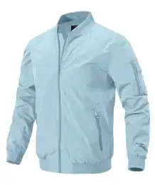 Jacken Herren Leichte Bomberjacke mit Ärmeltasche Blouson Jacke Übergangsjacke Stehkragen US Fliegerjacke mit Innentasche (Himmelblau, M)