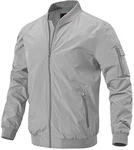 donhobo Herren Bomberjacke Leichte Übergangsjacke Fliegerjacke Blouson Hellgrau