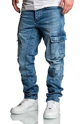 Amaci&Sons Herren Cargo Jeans Regular Slim Destroyed 7977 Blau/Hellblau