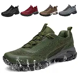 Wanderschuhe Herren Damen Wasserdicht Atmungsaktiv Trekkingschuhe Leicht Outdoorschuhe Wanderhalbschuhe rutschfeste Bergschuhe Kletterschuhe, Grün, Gr.43