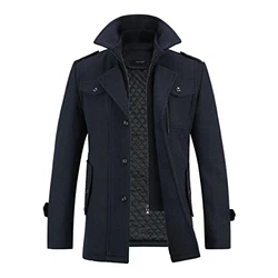 YOUTHUP Herren Wintermantel mit Stehkragen Navy