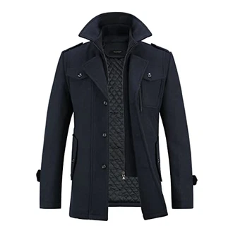 YOUTHUP Herren Wintermantel mit Stehkragen Navy YOUTHUP Herren Wintermantel mit Stehkragen Navy