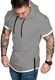 VEKTOL Gym Tshirts für Herren Kurzarm Sport Oberteil Hoodie Workout Trainingsshirt Fitness T-Shirt mit Reißverschluss Grey M