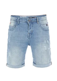 Herren Jeans Shorts RIVTom Kurze Hose Regular Fit Denim Short Baumwolle Bermuda Blau w42, Größe:W 42, Farbe:Light Blue Denim (L164)
