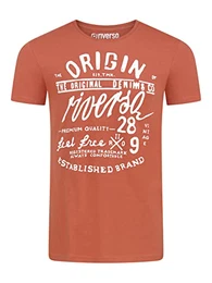Herren T-Shirt RIVLeon Rundhals O-Neck Kurzarm Tee Shirt Print Regular Fit 100% Baumwolle Rot M, Größe:M, Farbe:Terracotta Red (D1JD)