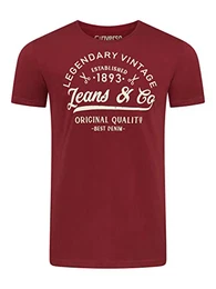Herren T-Shirt RIVLeon Rundhals O-Neck Kurzarm Tee Shirt Print Regular Fit 100% Baumwolle Rot M, Größe:M, Farbe:Dried Tomato Red