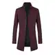 Allthemen Wintermantel Herren Wollmantel Lang Slim Fit Herrenmantel mit Stehkragen Business Coat für Winter Weinrot S