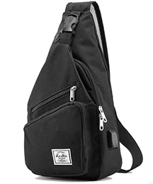 Umhängetasche für Herren, Umhängetasche, Schultertasche, Nylon, für Reisen, Fitnessstudio, Sport, Wandern(BLACK)