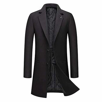 Allthemen Wintermantel Herren Mantel Slim Fit mit Stehkragen (#8818) Schwarz (8818)