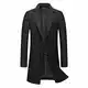 Allthemen Wintermantel Herren Mantel Slim Fit Lang Wollmantel mit Stehkragen Business Mantel Herren Winter #8818 Schwarz M