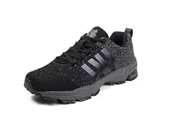 Sandic Herren Laufschuhe Turnschuhe Sportschuhe Sneaker Running Freizeit Straßenlaufschuhe Leichtgewichts Atmungsaktiv Walkingschuhe Outdoor Fitness Jogging (Schwarz Grau, Numeric_43)