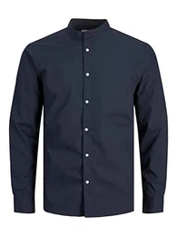 Herren JJJOE Shirt LS Plain Mao Hemd, Navy Blazer, L