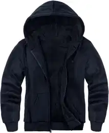 Kapuzenjacke Herren mit Kapuze Zip Hoodie Gefüttert Fleecejacke Winter Outdoor Pullover Sweatjacke (0652 Marine M)