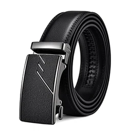 Gürtel Herren Ledergürtel Schwarz Klassisch Automatik Leder Gürtel für Anzug Jeans Chino Hose(M, Gürtellänge 110cm, geeignet für Taille ≤100cm)