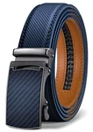 KEMISANT Gürtel Herren Ledergürtel Ratsche Automatikschließe für Business Anzug (2564) Navy Blau (2564)
